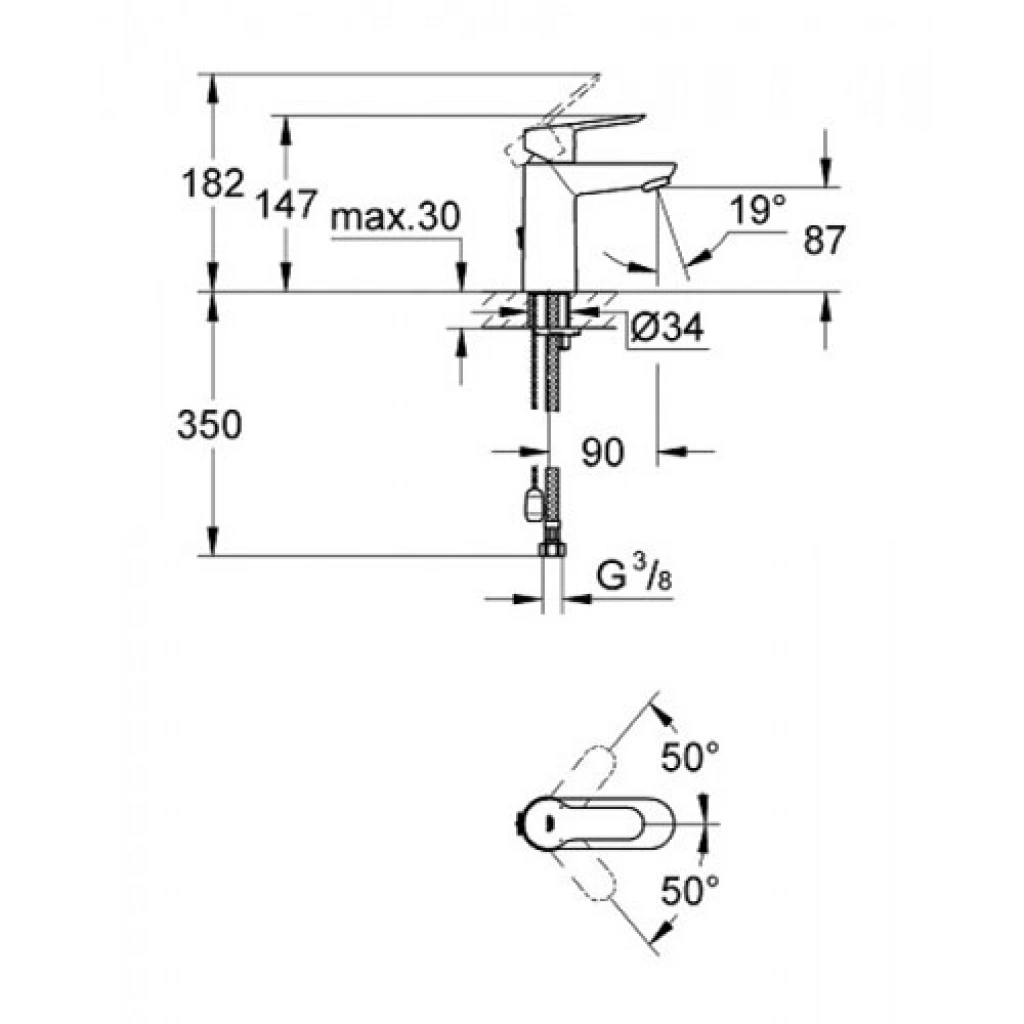 Смеситель раковины Grohe BauEdge 23329000